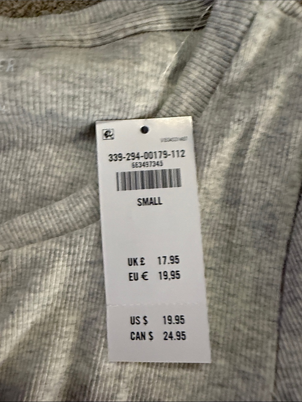 Hollister Light Gray Ribbed Henley Tee - Picture 6 of 6